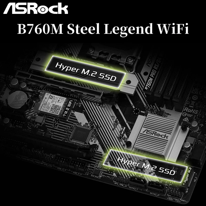 Дънната платка на ASRock B760M Pro RS/D4 WiFi LGA 1700 DDR4 128 GB 5333 Mhz С Поддръжка на Intel 13th и 12th за настолни КОМПЮТРИ PCIe 4.0 Нова