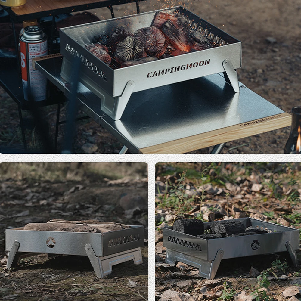 Мангал от неръждаема стомана за къмпинг, пикник, барбекю, барбекю на дървени въглища, дърва, Сгъваема Нагревательная печка за приготвяне на храна на открито, Загряващ аксесоар