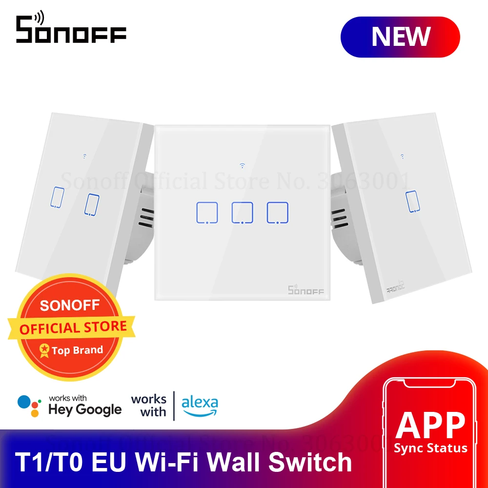 Sonoff T0/Т1 ЕС Умен Wifi монтиран на стената lcd Сензорен Прекъсвач светлина 1/2/3 Банда Touchscreen/WiFi/433 RF/APP дистанционно Управление на Умен Дом и Работа с Алекса