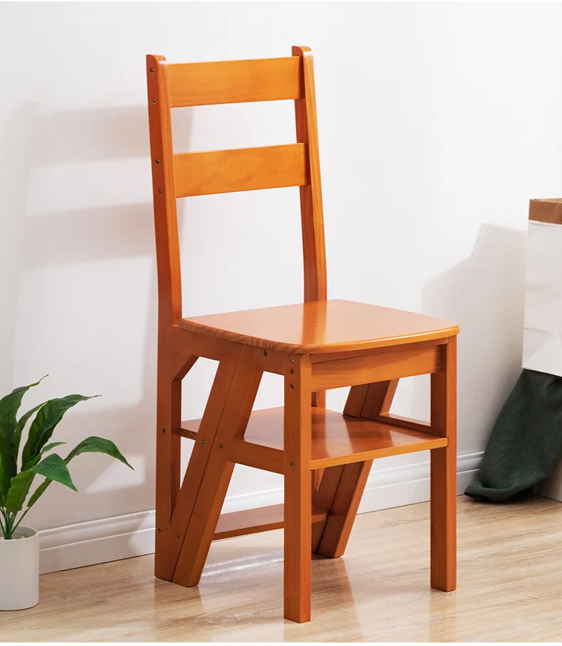 Стол-стълба от масивно дърво, домакински стол-стълба, на сгъваем стол-стълба с двойно предназначение, педал за повдигане, многофункционална стълба