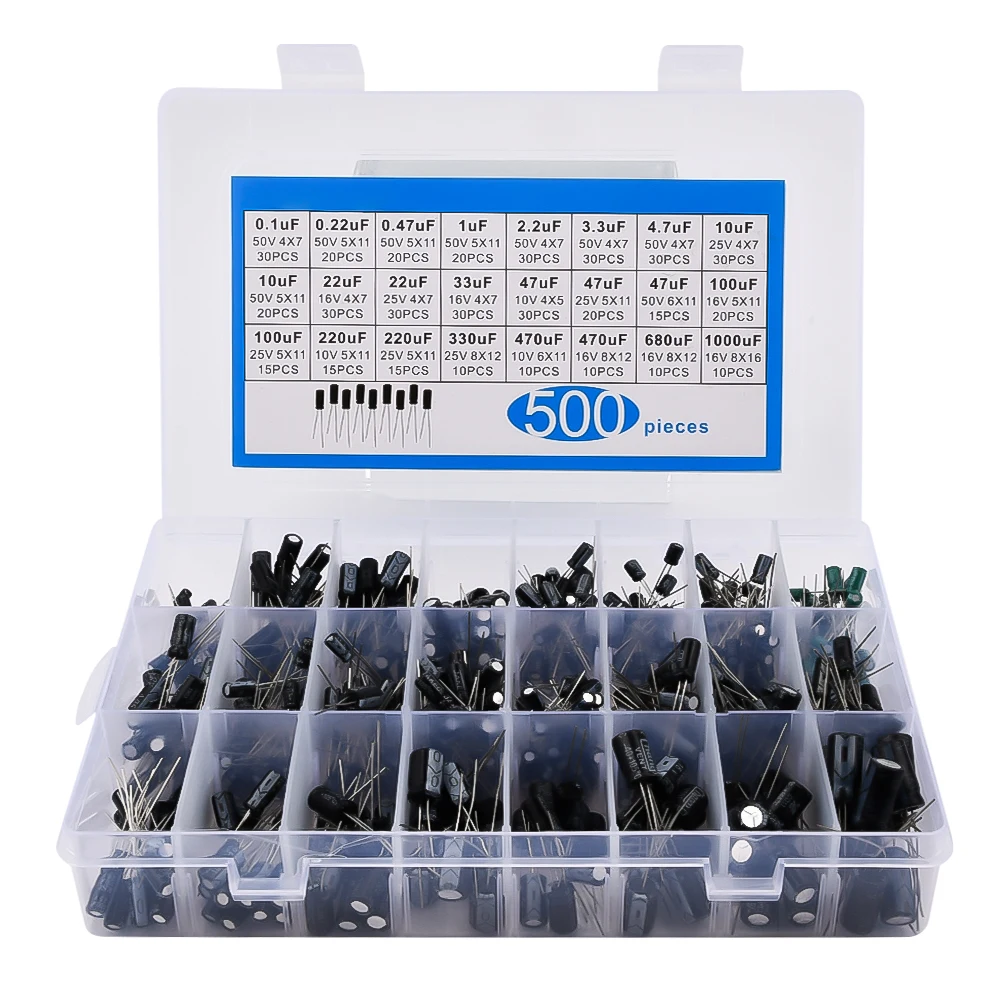 200ШТ 500шт 0,1 ICF-1000 UF 24 значение алуминиеви електролитни кондензатора 16-50 В асортимента с кутия за съхранение