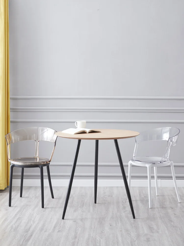 Скандинавски маса за хранене, стол за домашно модерен минималистичен стол Пластмасов балконная на облегалката на стол, Стол за почивка Писмен стол на Масата за преговори