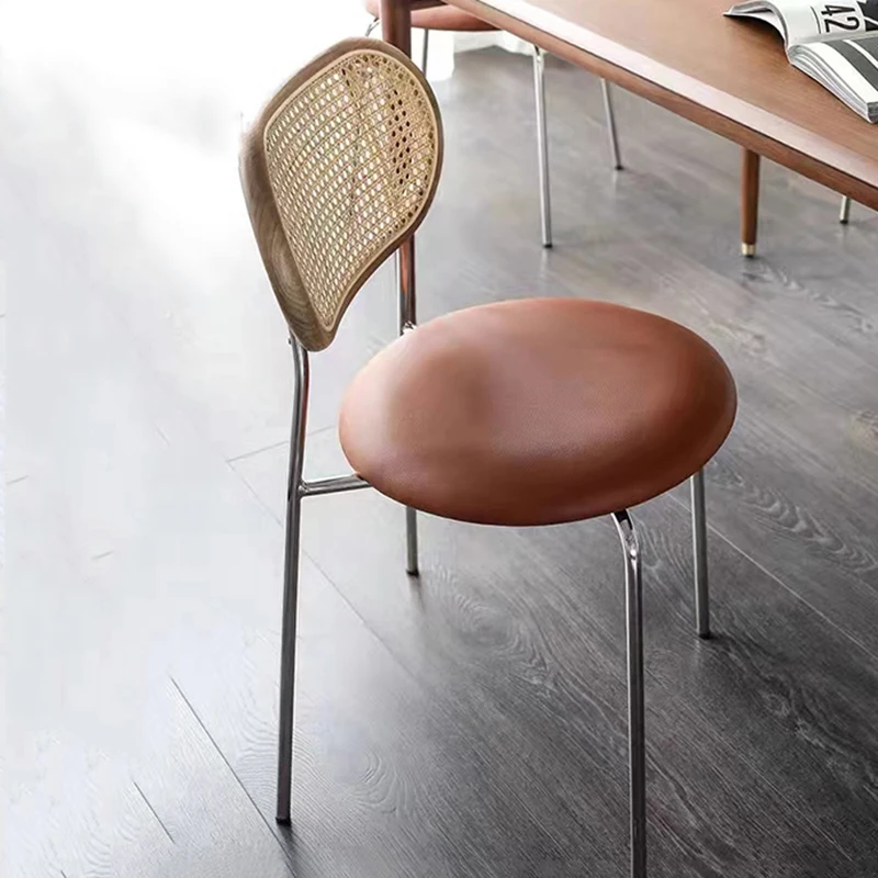 Кожени Кръгли трапезни столове, модерен Маса от ратан, кухненски дизайнерски стол, ергономична мебел за дневна Cadeiras De Jantar, градинска мебел