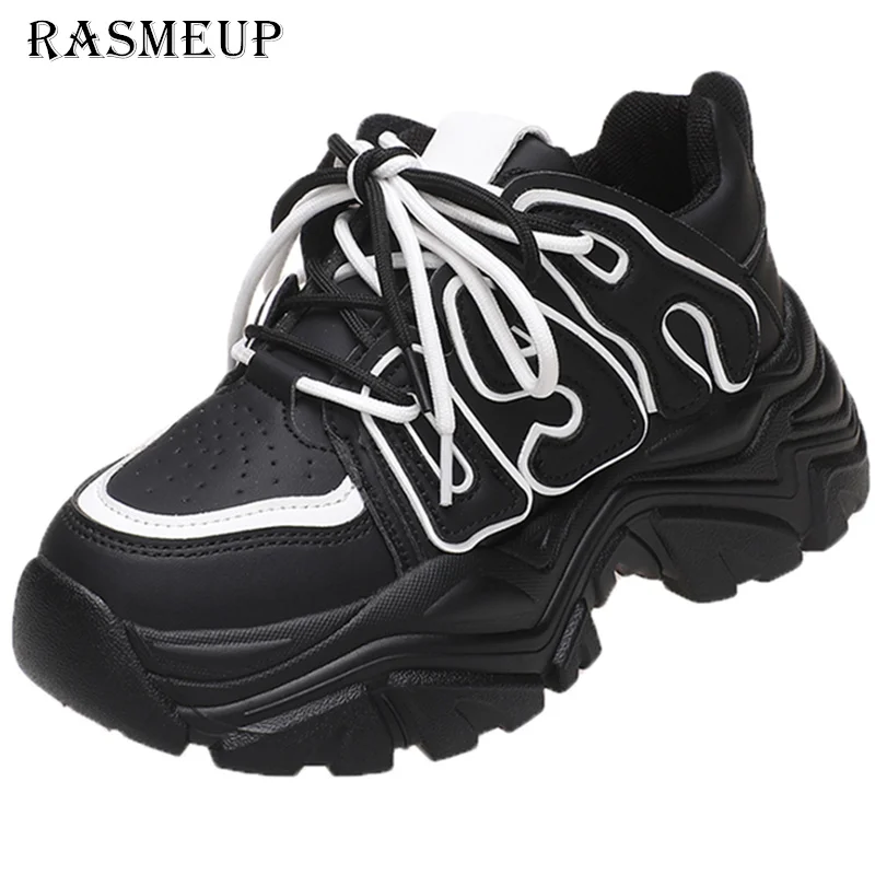RASMEUP/ Ежедневни маратонки; Новост 2022 г.; Модни Дамски Вулканизированная обувки; Спортни обувки на дебела подметка; Дамски обувки на масивна ток