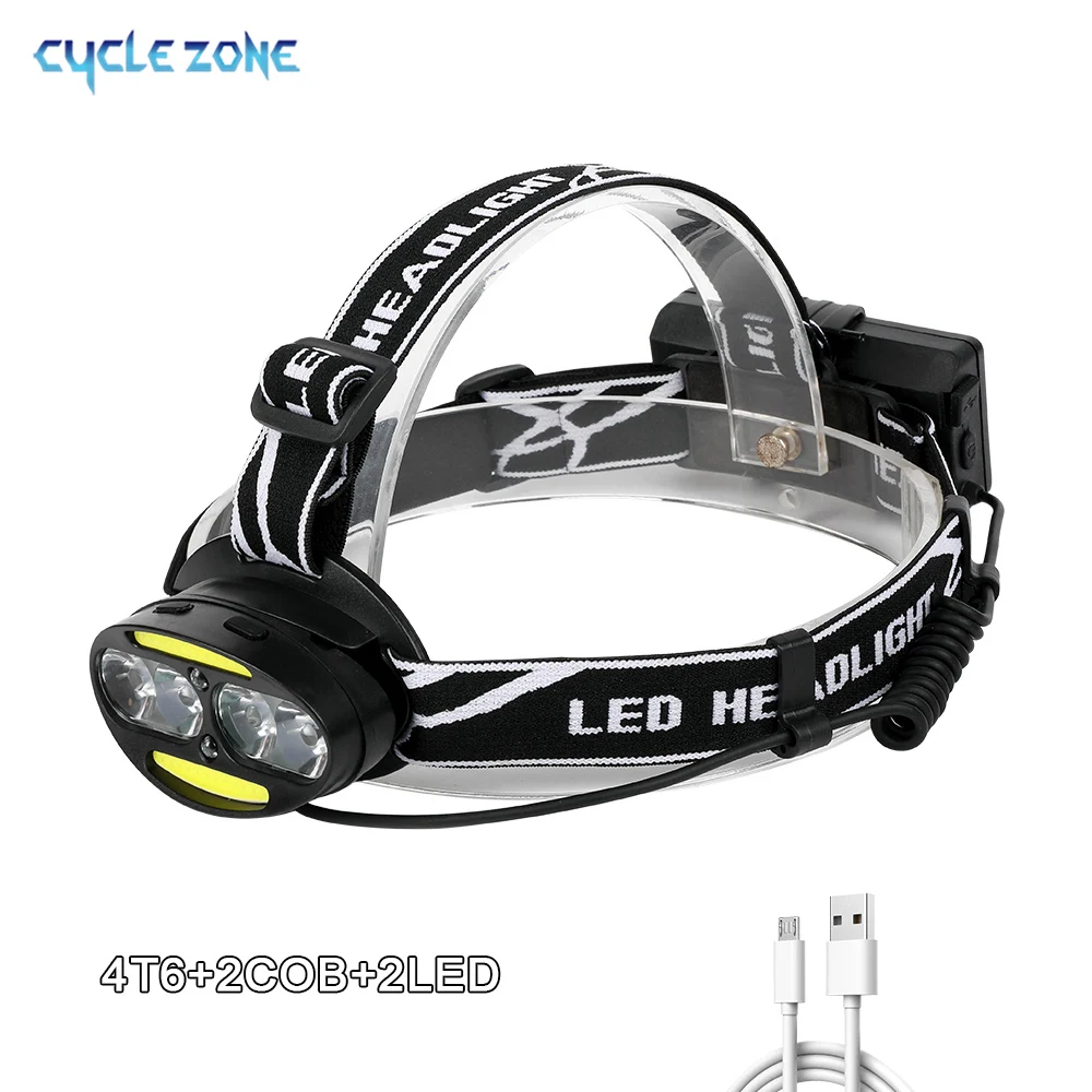 Индукционный главоболие фенер Cyclezone, led налобный фенер T6 COB, 7 Режима, фенер за нощен риболов на открито, на къмпинг, USB зареждане, налобный фенер