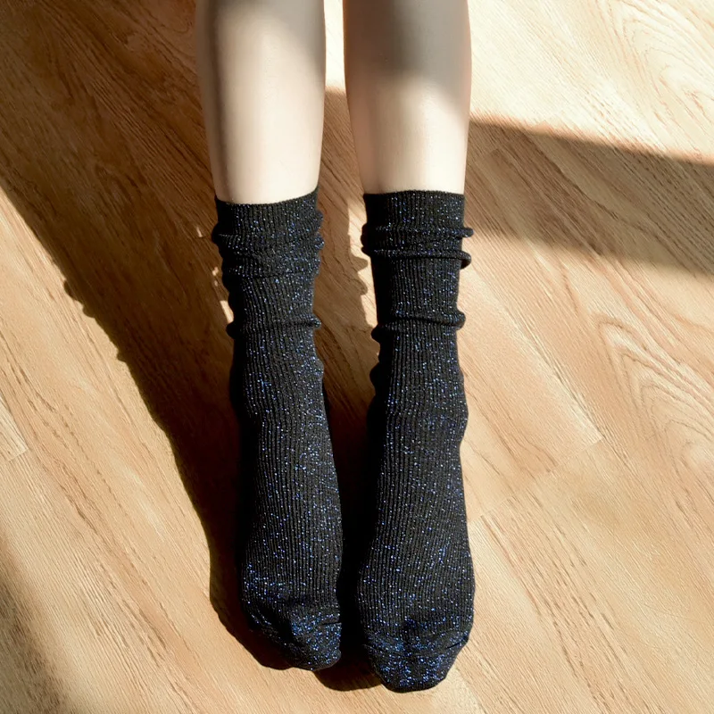 Филигран блестящи чорапи за жени, светли свободни чорапи в стил харадзюку, дамско бельо, есенно-зимните модни дишащи блестящи чорапи
