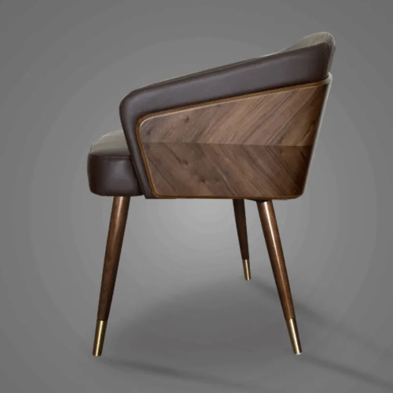 Модерен минималистичен Стол за хранене, Мебели за дневна, Луксозен стол с дървена тапицерия, Висококачествени трапезни столове, Удобна седалка