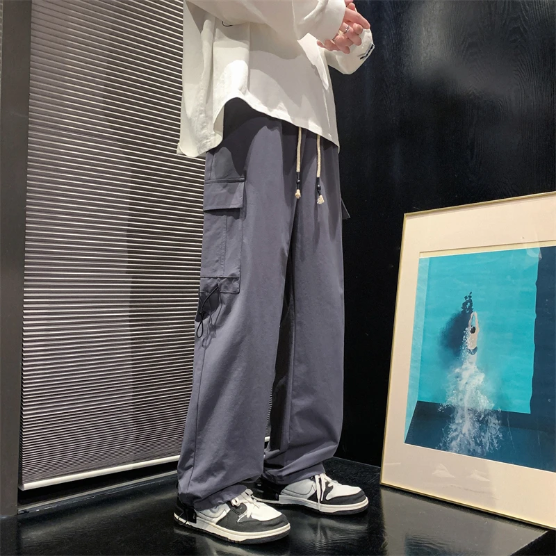 LAPPSTER-Младежки Y2k Провиснал японски Спортни Панталони за Градинска дрехи 2023, Широки Панталони-карго, Корейски Модни Джоггеры за Бягане, Черни Наборные Панталони