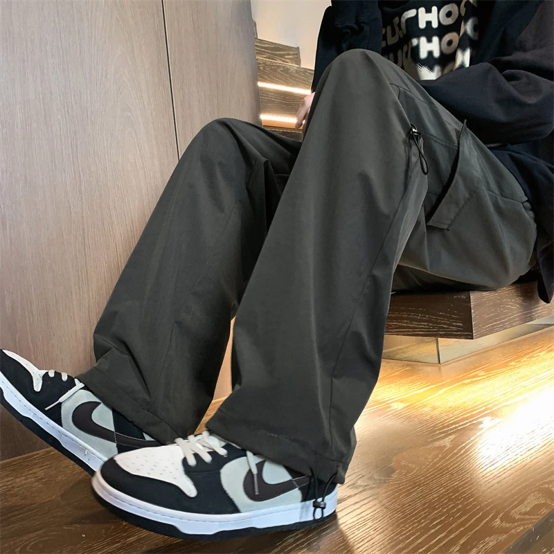 LAPPSTER-Младежки Y2k Провиснал японски Спортни Панталони за Градинска дрехи 2023, Широки Панталони-карго, Корейски Модни Джоггеры за Бягане, Черни Наборные Панталони