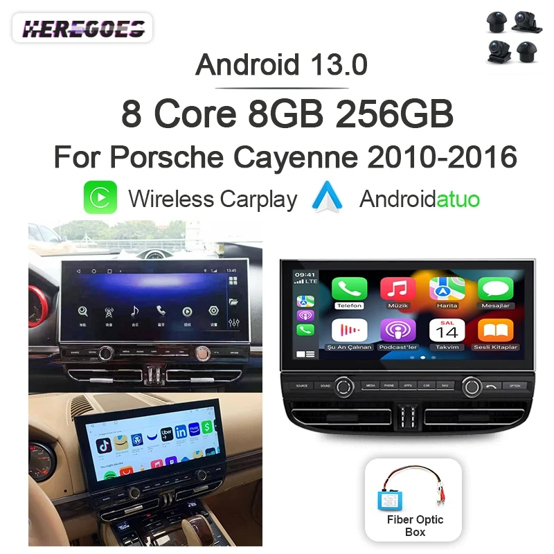 7862 Carplay Auto Android 13 Авто Радио GPS Плейър 8 GB + 256 GB Навигация QLED Bluetooth LTE 4G Wifi За Porsche Cayenne 2010-2017