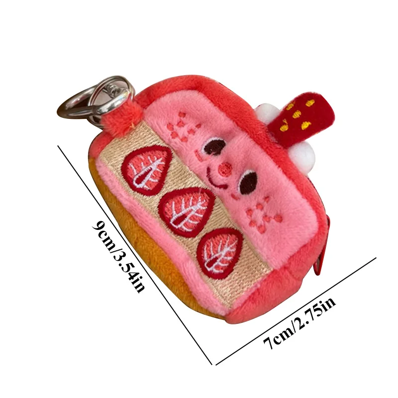 Ягодово портфейл за монети Плюшено калъфче за слушалки Сладък розов калъф INS AirPods Калъф-чанта Чанта за съхранение на Ключодържател Висящи чанти