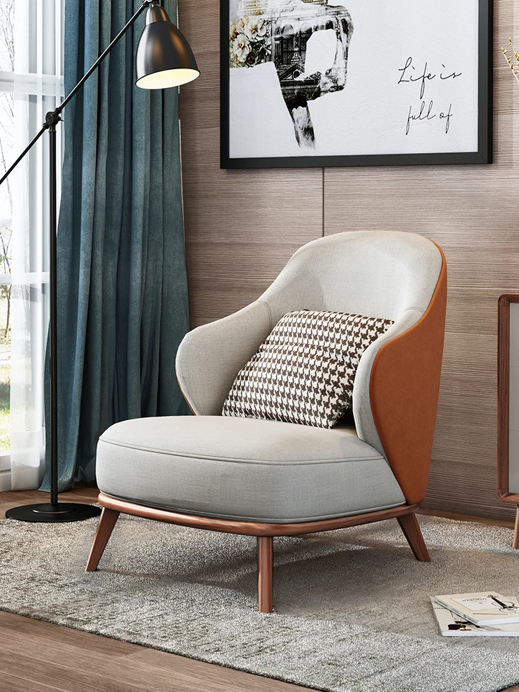 Индивидуален скандинавски едноспален разтегателен диван в хола дизайнерски стол тигър, мързелив стол за почивка от масивно дърво, балкон, спалня в изчистен, съвременен стил
