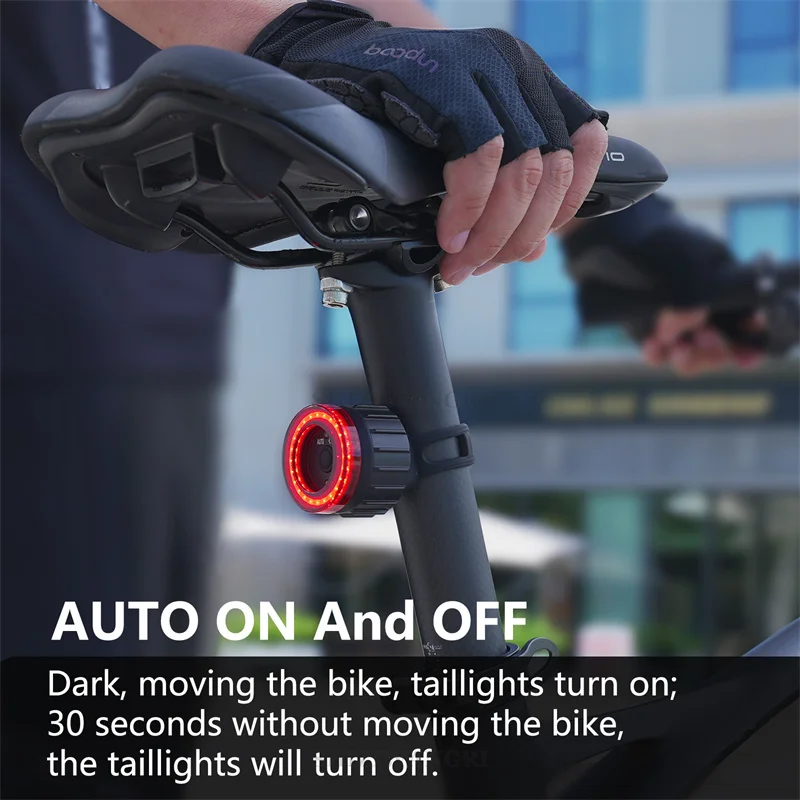 Нов Велосипеден задна светлина, Велосипеди интелигентен сензор за автоматично спиране, Водоустойчива led зареждане, Велосипеди заден фенер е предупреждение за задната светлина на велосипеда