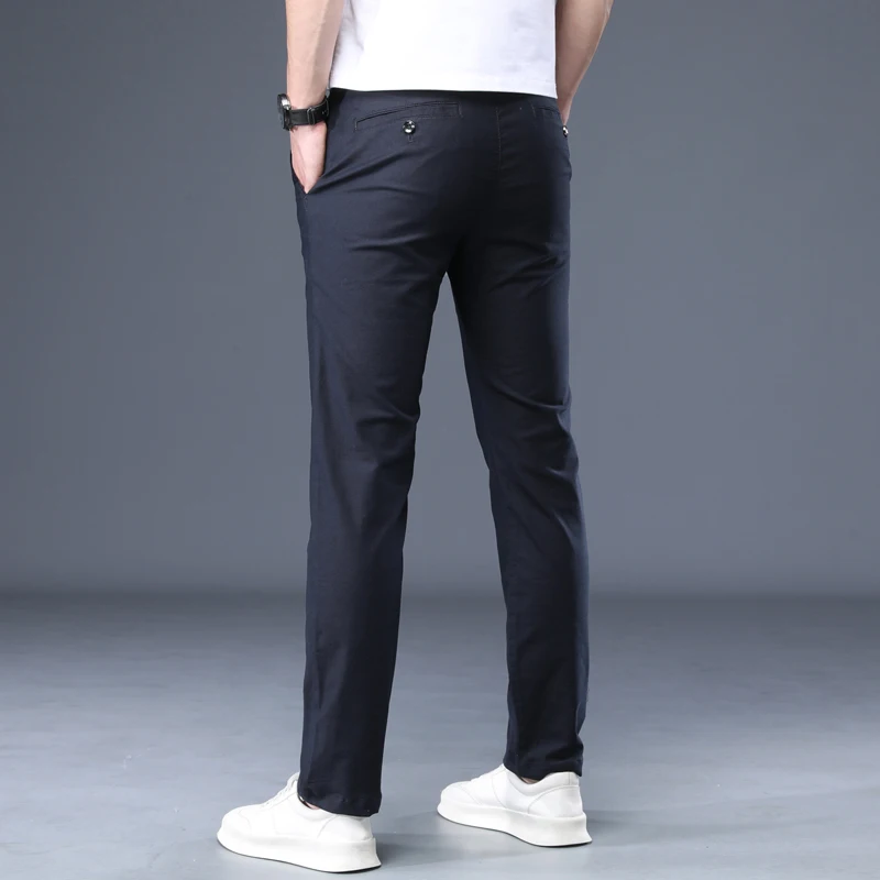 Класически мъжки летни тънки тъмно-сиви ежедневни панталони, бизнес, мода, благородна модальная плат, директни стрейчевые панталони, мъжка марка