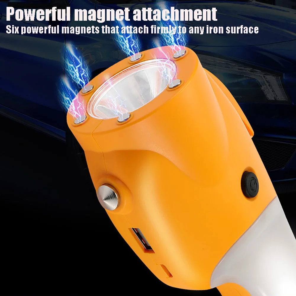 Многофункционален автомобилен фенер, авто чук за безопасност, авариен фенер на открито, мощен фенер на далечни разстояния, Магнитно всасывающее работно осветление