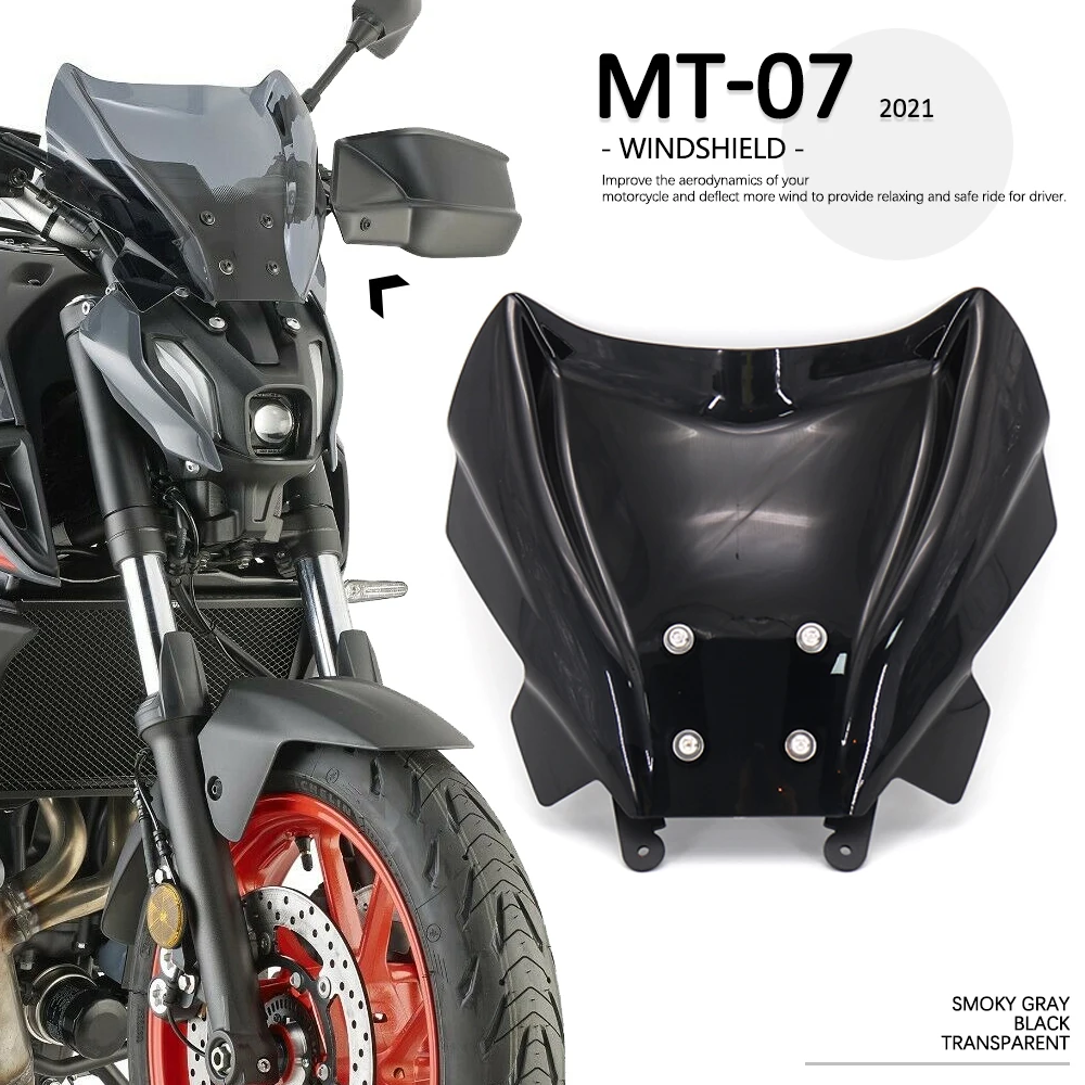 НОВ MT07 Мотоциклет Предното Стъкло, Предното Стъкло на Вятърна Дефлектор За Yamaha MT-07 MT 07 2021 Черен/Прозрачен/Опушен-сив