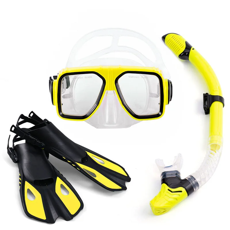 Професионална маска за гмуркане, с костюм, фарове за очила за плуване, плавници, Очила за гмуркане, Дихателна тръба, Екипировка за гмуркане от три части