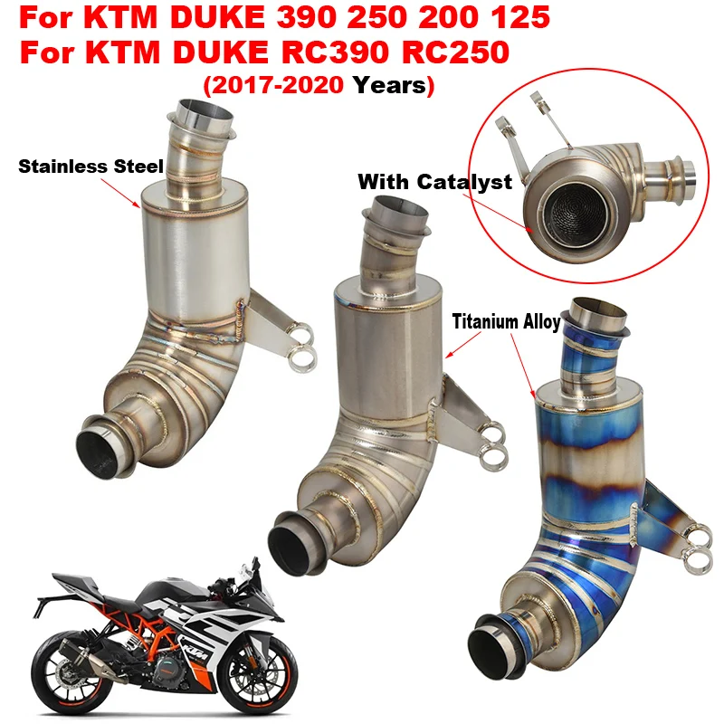 За KTM DUKE 390 250 200 125 RC390 250 2017-2020 Изпускателната Система на Мотоциклета Escape Модифицирана Средна Тръба От Титанова Сплав С Катализатор