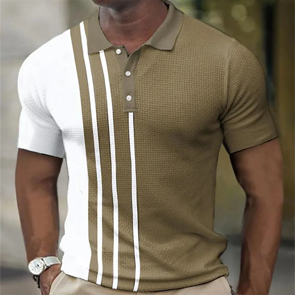 Модерна мъжка риза с къси ръкави, нови върхове, върхове с ревери в лента и копчета, тениска с къс ръкав за мъже, бързосъхнеща мъжки бизнес и ежедневни облекла