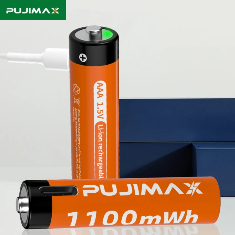 PUJIMAX AAA 1,5 V Литиево-йонна Акумулаторна Батерия 1100mWh Type-C на Постоянно Напрежение, Акумулаторна Играчки-Фенери, Сигурна и надеждна