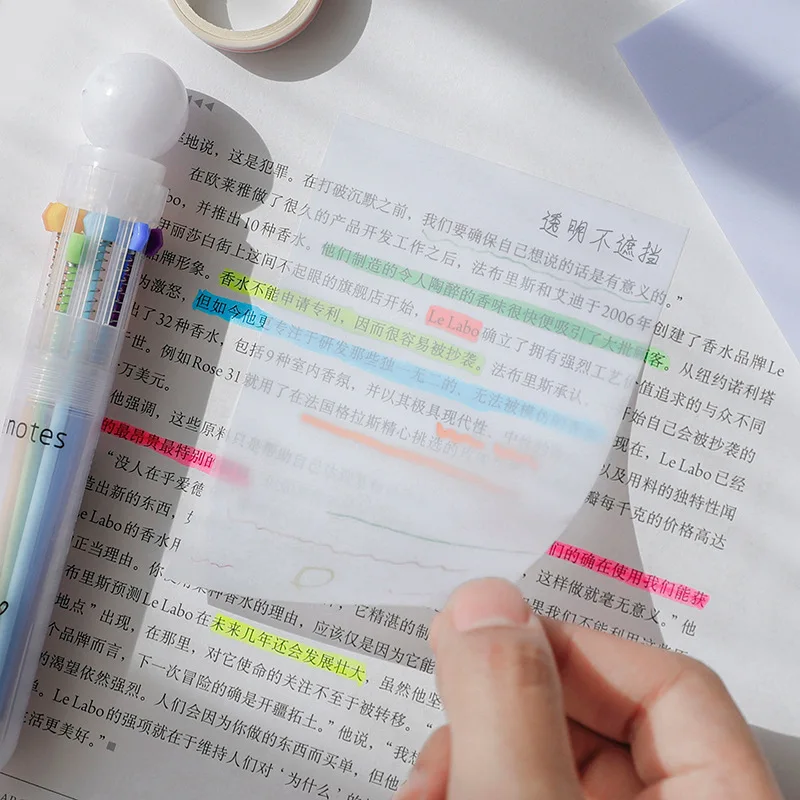 Прозрачен бележник за водене на записки, 50 листа водоустойчива PET-лепкава хартия за водене на бележки, за да правите това всеки ден, списък на учебните канцеларски материали