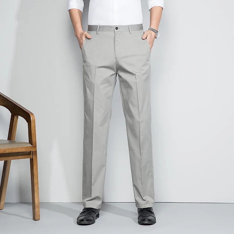 Lansboter цвят Каки, пролет-лято нови свободни ежедневни панталони големи размери, мъжки тънки стрейчевые панталони на средна възраст, направо фантазия