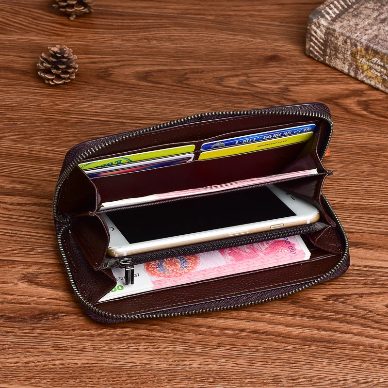 Дълъг портфейл от телешка кожа TYTX, женски тънки портфейли, женски клатч, държач за кредитни карти