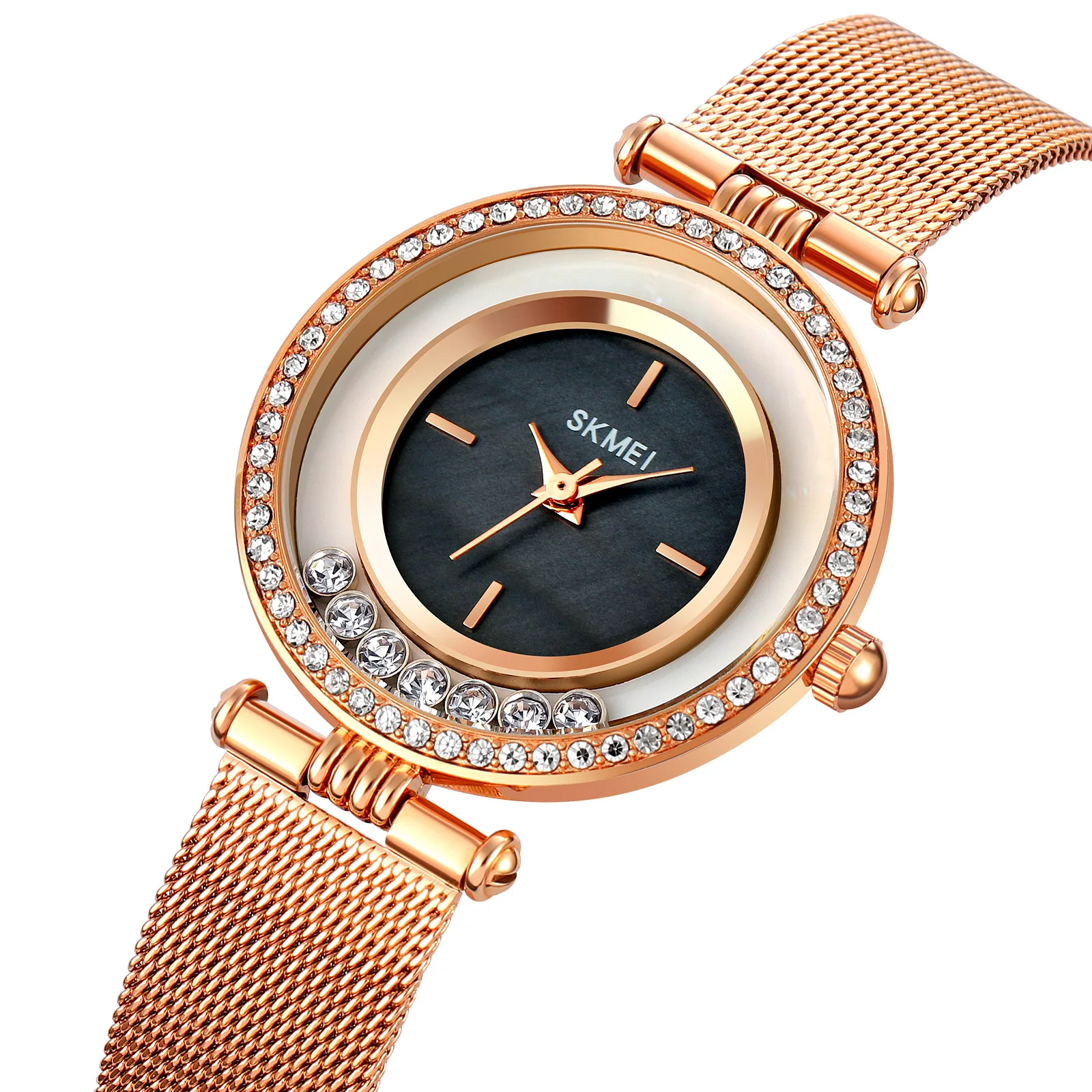 Стилни дамски часовници SKMEI с диаманти, луксозни циферблат от страз и седеф, изискана простота, кварцов часовник Ultra Disc 1785