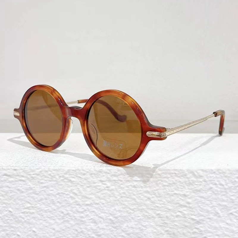 Японски слънчеви очила TVR 508 Vintage Tortoise vs Brown кръгла тип, мъжки нюанси на ръчна работа, леки ацетатные слънчеви очила