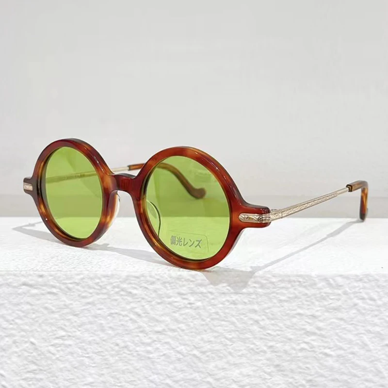 Японски слънчеви очила TVR 508 Vintage Tortoise vs Brown кръгла тип, мъжки нюанси на ръчна работа, леки ацетатные слънчеви очила