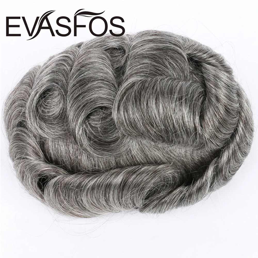 EVASFOS Мъжки Перуки От Изкуствена Къси Човешки коси, Изкуствени Перуки За Мъже, Протезирането на Коса, Мъжка Перука, Система за Подмяна на Части на Косата на Перука