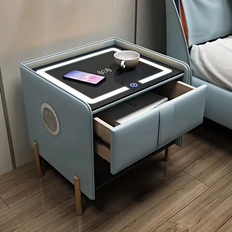 Най-продаваният класически умен малка странична масичка, Модерна безжична зареждане на USB smart nightstand