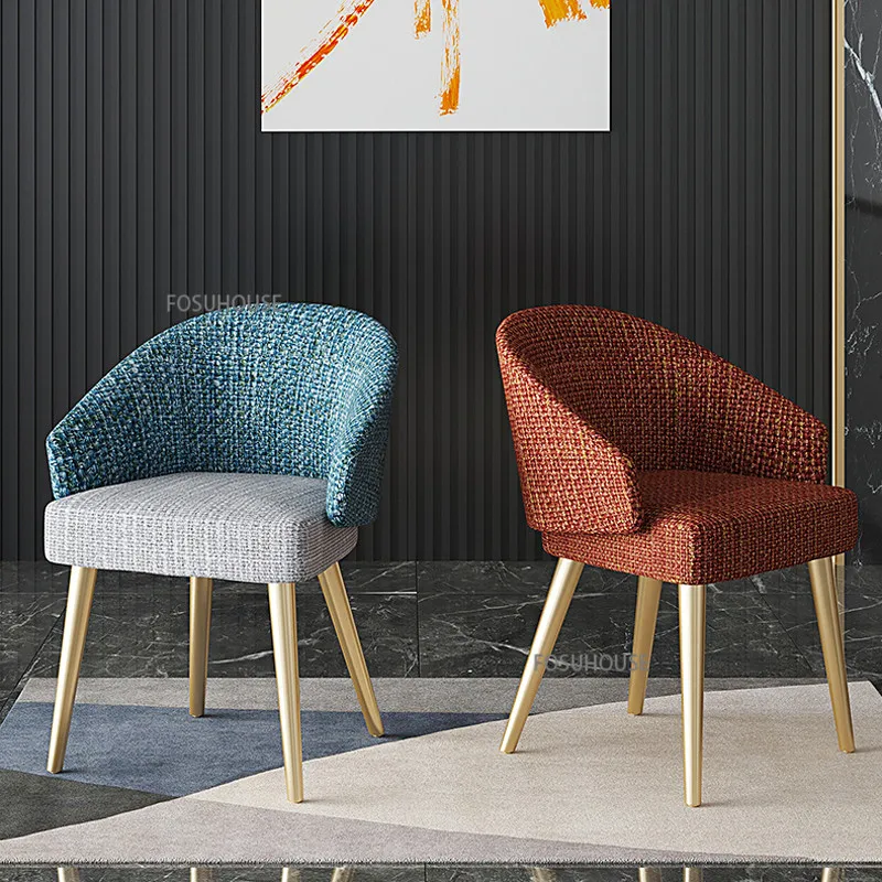 Скандинавските трапезни столове за кухненски мебели, дизайнерски стол за хранене от лен/изкуствена кожа, домакински стол с облегалка за хол