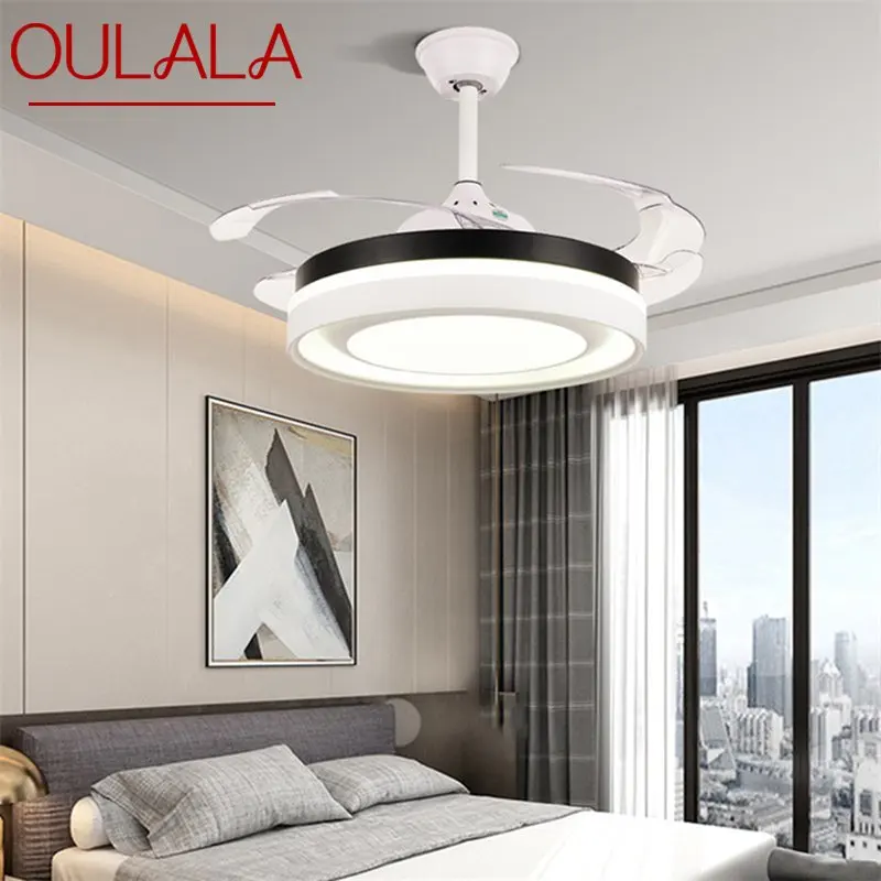 Вентилатор на тавана OULALA, лампа без остриета, дистанционно управление, модерен Прост led лампа за дома за хол