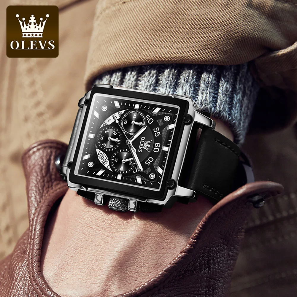 OLEVS Луксозни мъжки часовник Водоустойчив квадратни часовници за мъже, луминесцентни кварцов ръчен часовник пионер лидер на марката, модерен мъжки часовник луксозни оригинал
