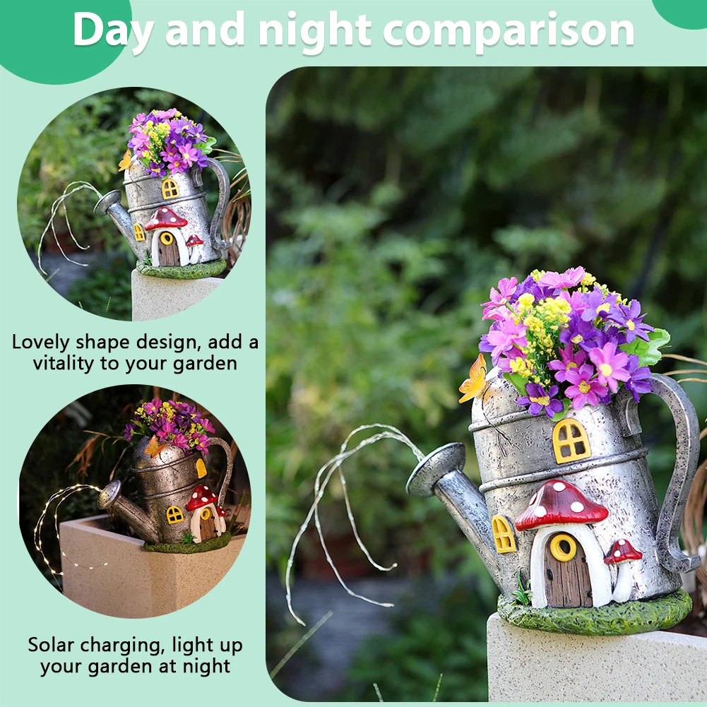 Креативен декоративна висулка от смола озеленяване лампа градински чайник в саксия с богата флорална на гърнето за украса външно осветление